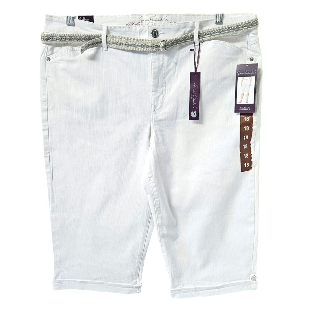 GLORIA VANDERBILT Optic White Capri Jeans Plus Size 18